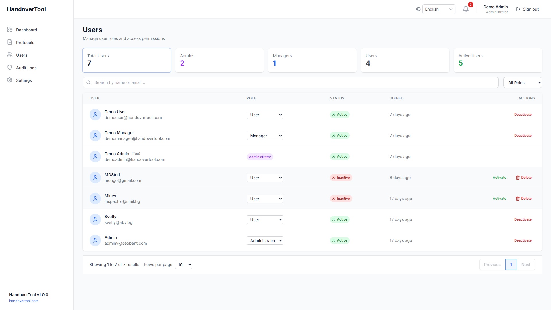 User management and RBAC settings for securing departmental asset access